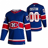 Montreal Canadiens Customized Blue Adidas 2020-21 Reverse Retro Alternate Jersey